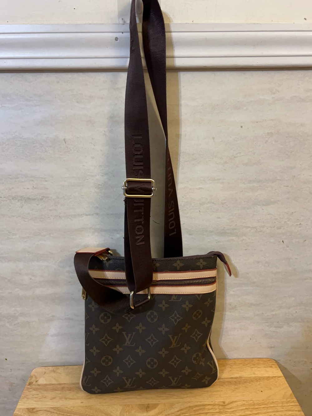 Designer Inspired Brown Monogram Adjustable Strap Bag